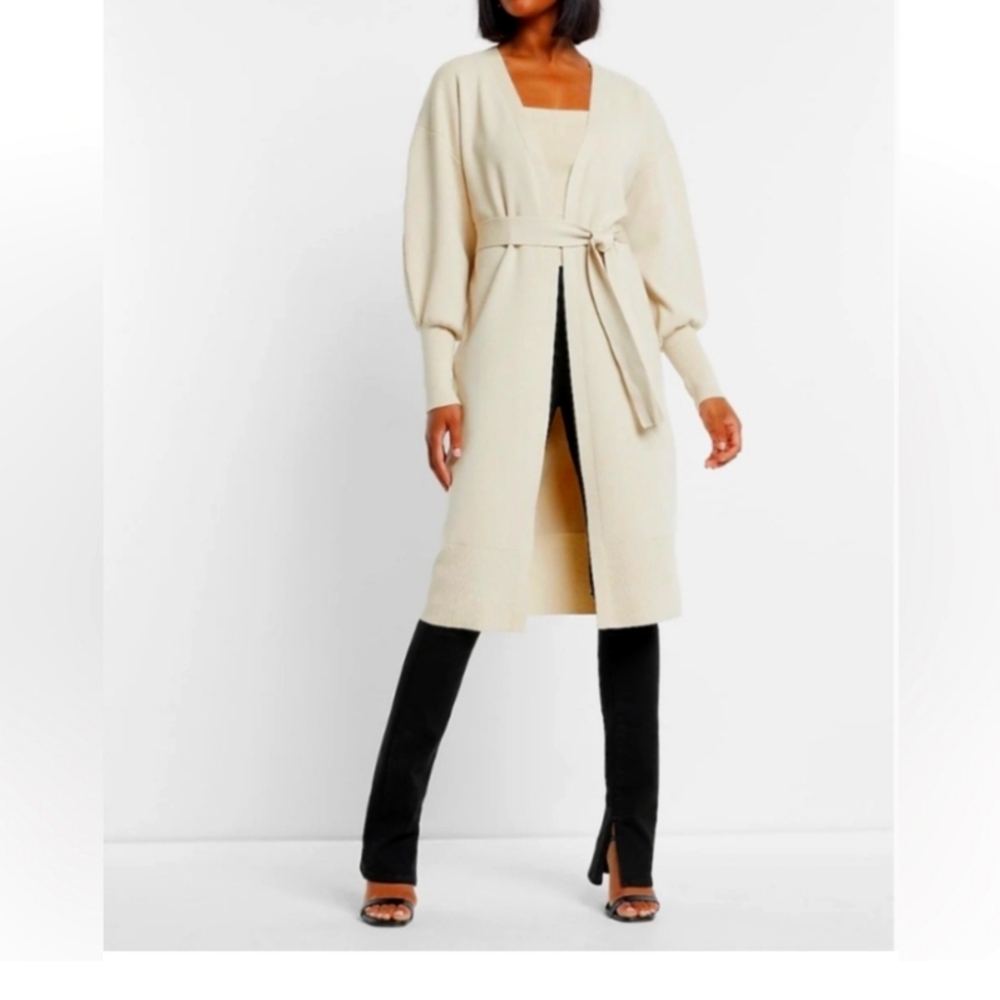 NWT Express Cream Belted Cardigan XS